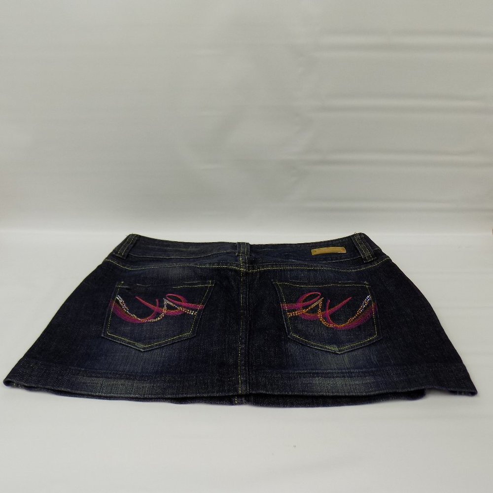 Express Denim Mini Skirt Embellished Pocket Size 8 - Picture 8 of 9